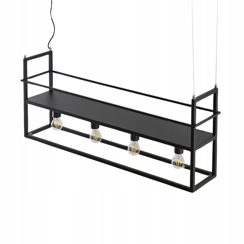 LAMPA SUFITOWA WISZĄCA Z PÓŁKĄ CZARNA DO KUCHNI NOWOCZESNA LOFT DUŻA 101CM Marka OLUMEN