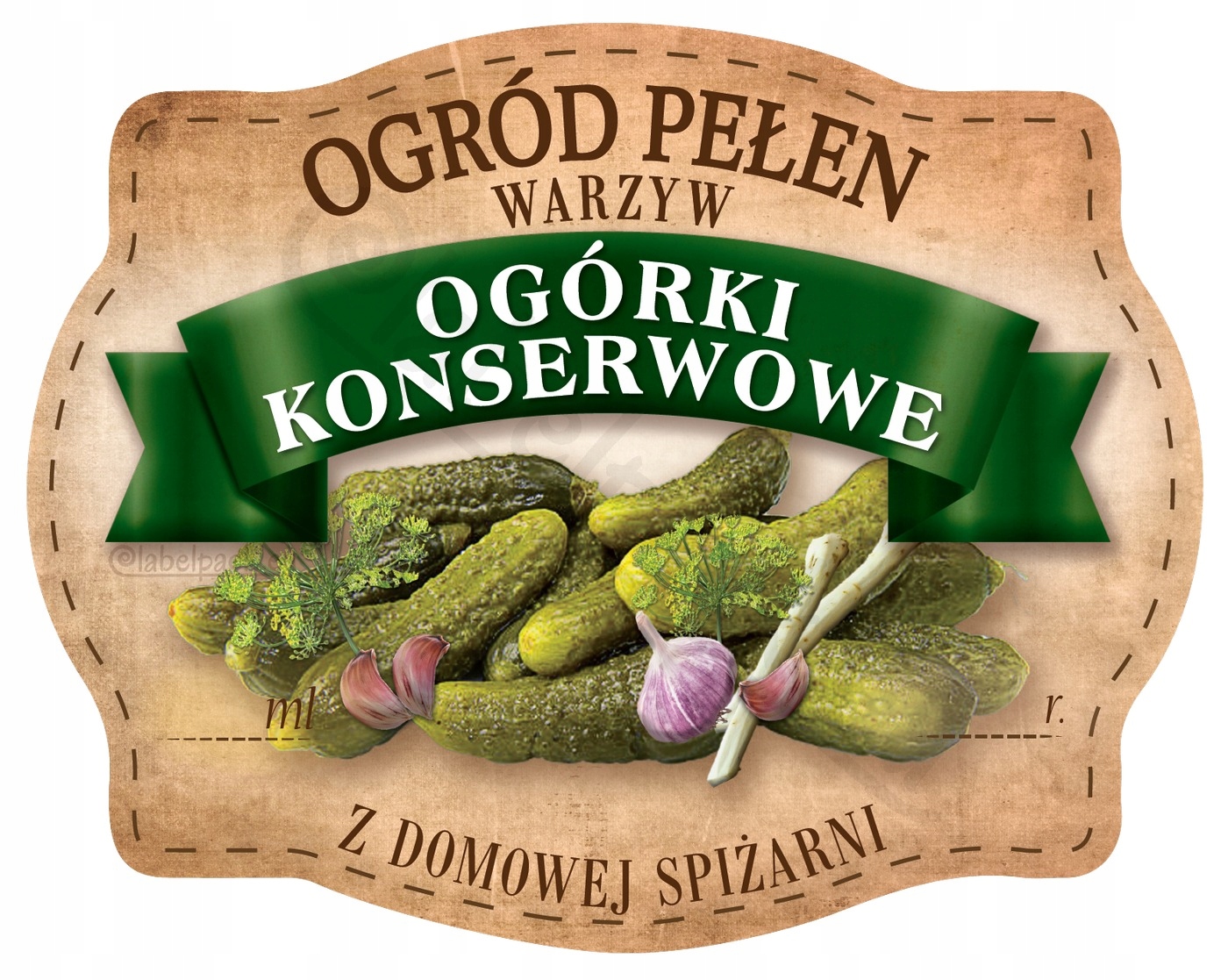 OGÓRKI KONSERWOWE - Etykieta na słoik, naklejka