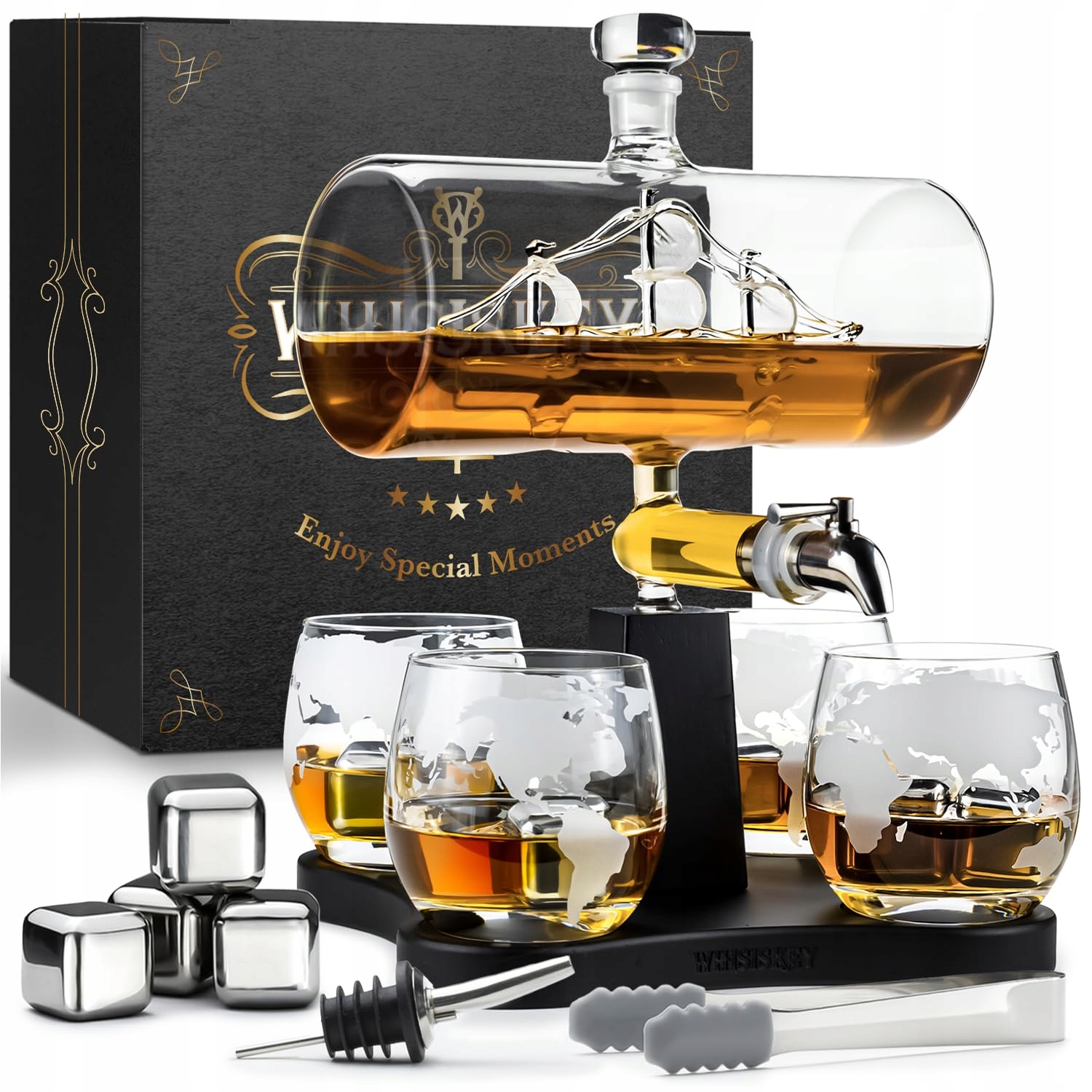 Whisiskey 4-dielny set na whisky s karafou a pohármi