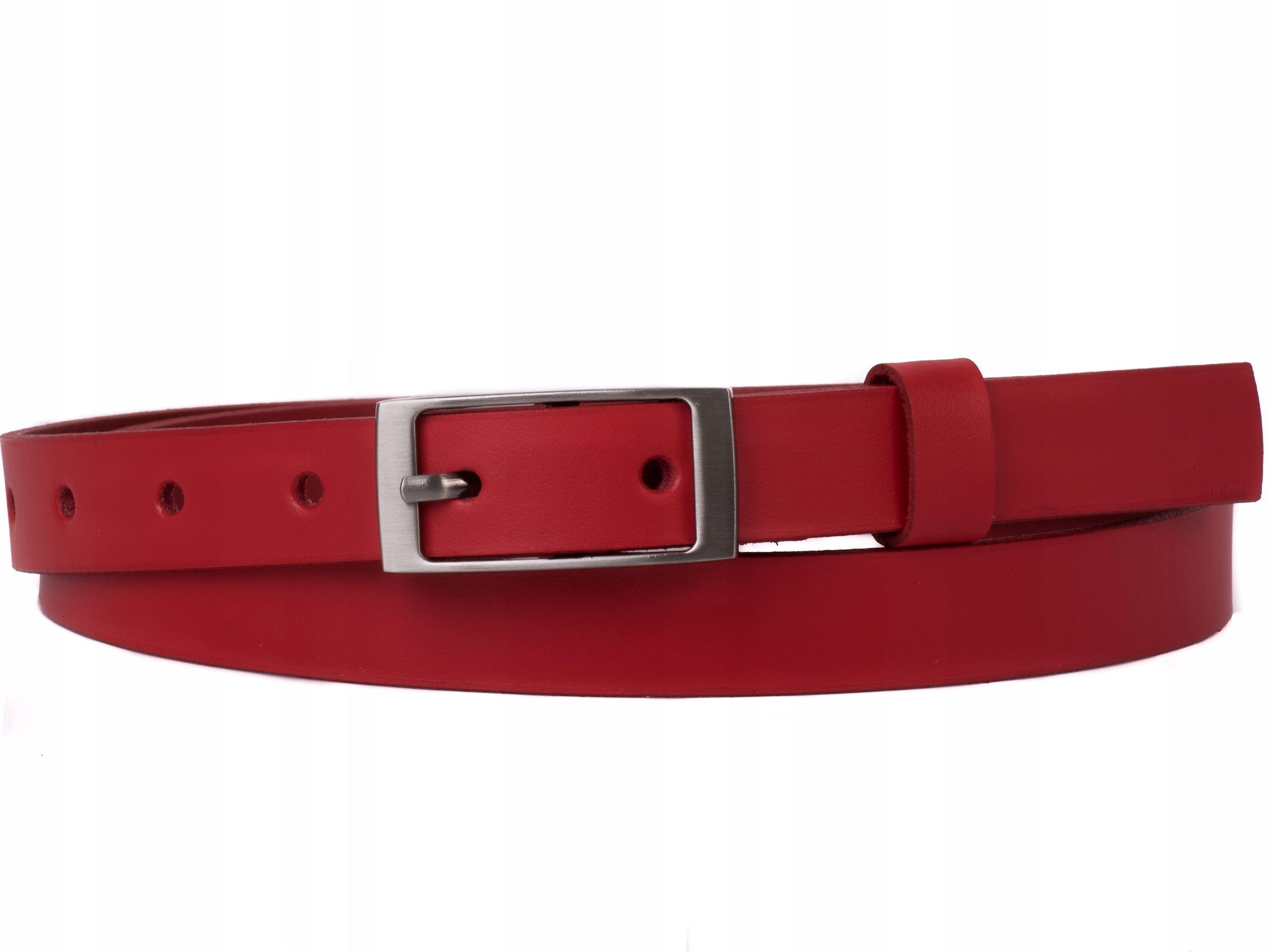 

Damski Skórzany pasek 2cm Czerwony |75obw