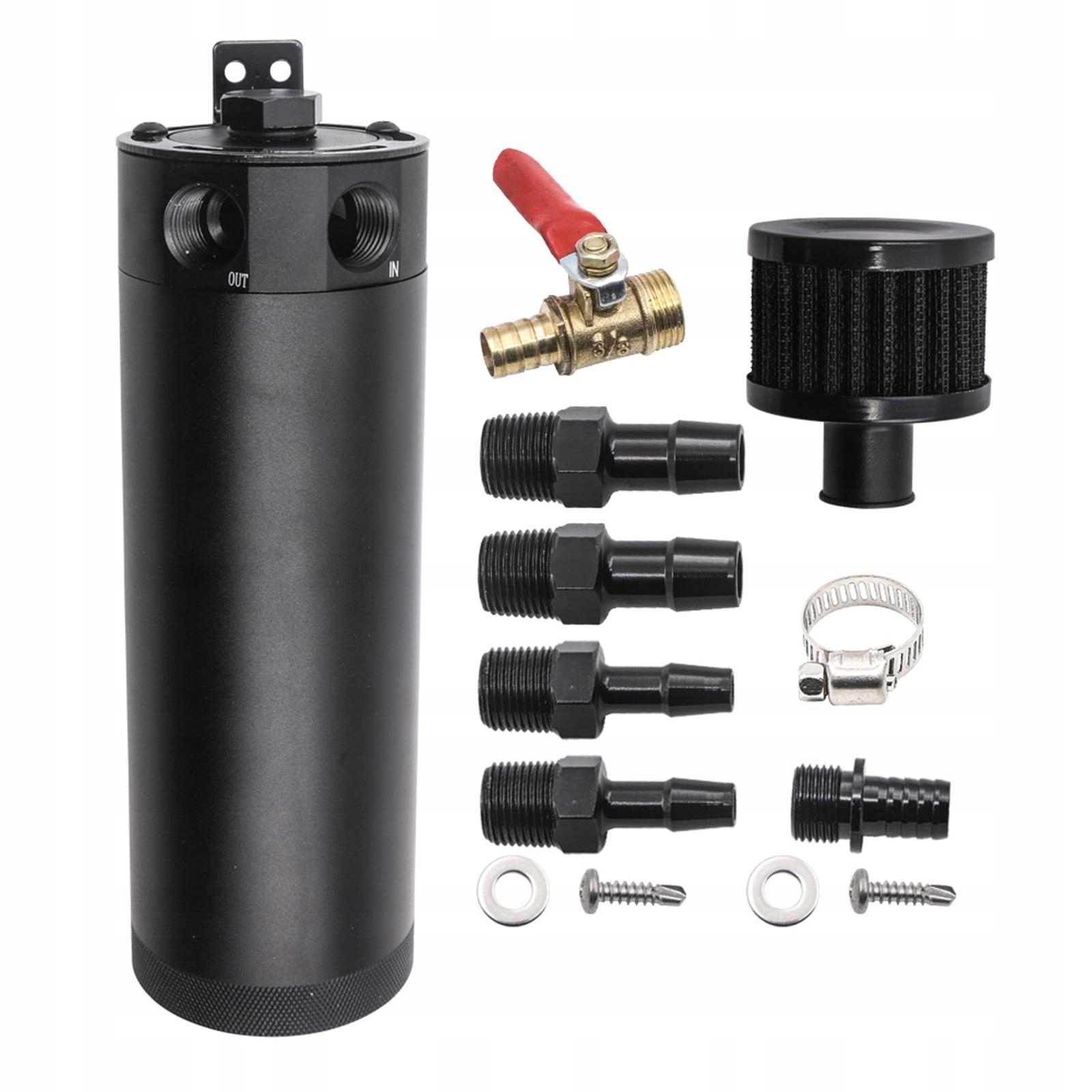 13Pcs Universal Oil Catch Can Kit 2 Port Breather Filter Reservoir Tank