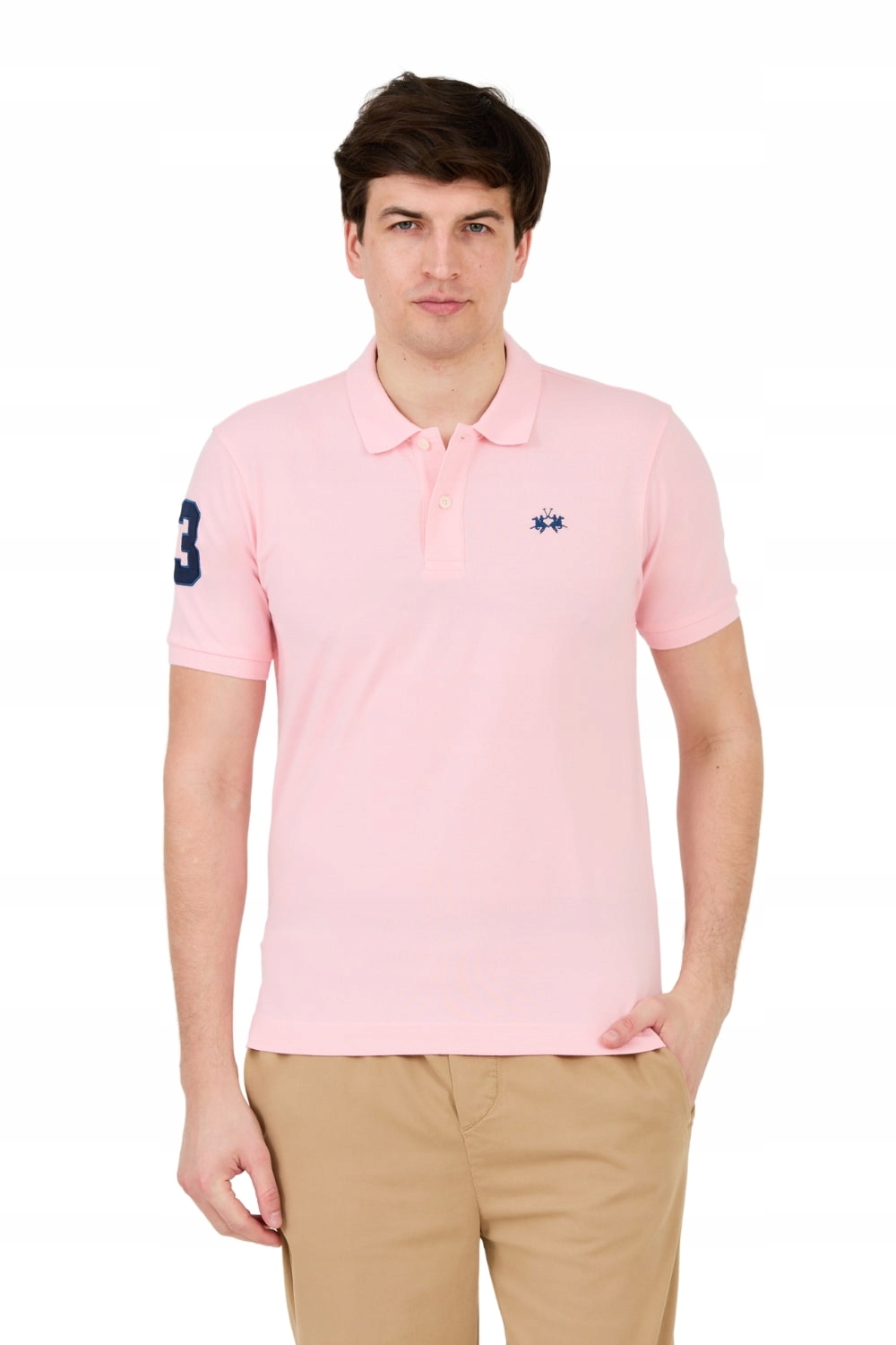 La Martina Růžové polo s malým logem L