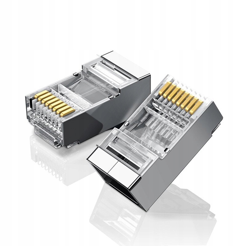 Ugreen Zestaw 10X Metalowa Wtyczka Końcówka RJ45 Ethernet Lan 8P/8C CAT.6