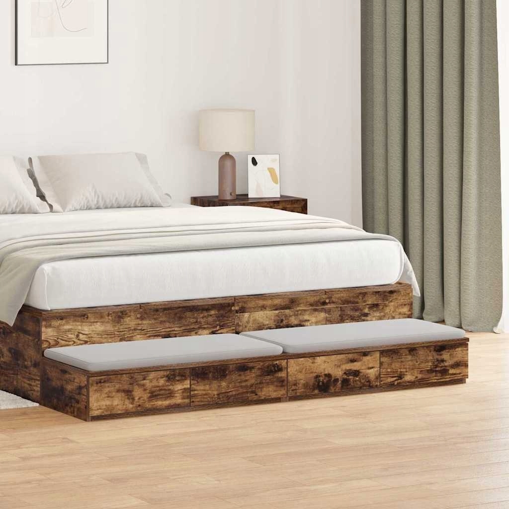 Zásuvky do postele, dymový dub 150x36,5x16,5 cm, vyrobené z materiálu na báze dreva