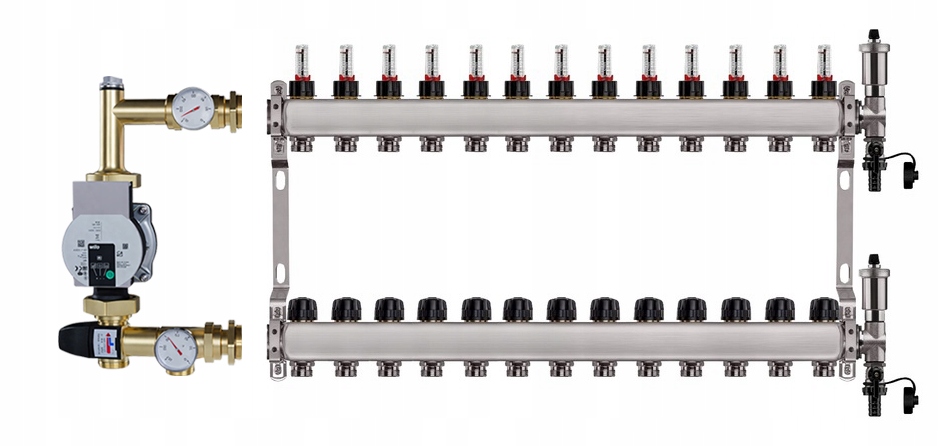 Rozdělovač pro podlahu 13 sekcí nerezový pro vytápění Čerpadlo Wilo