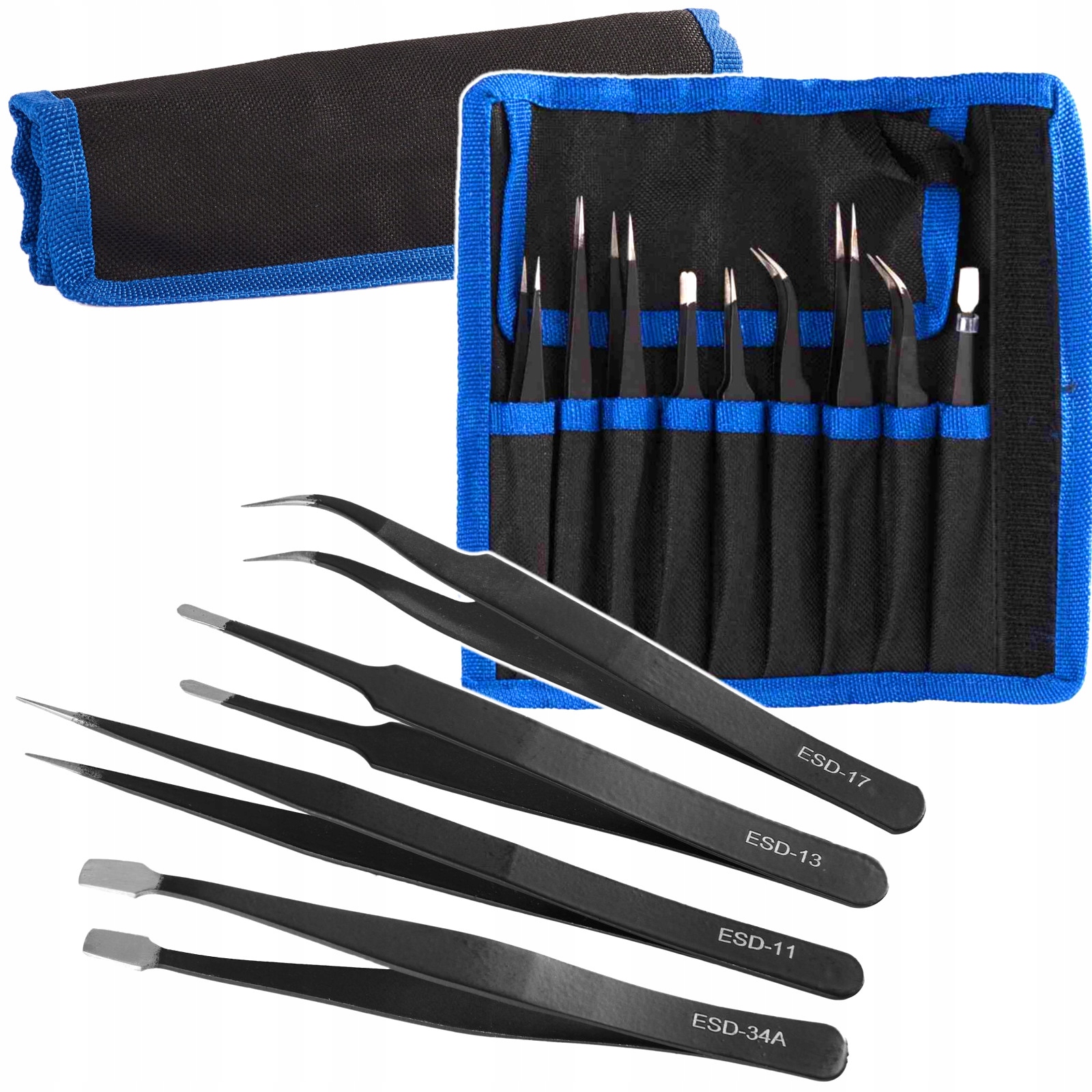 Zestaw Pęset Pincet Precyzyjnych Metalowych Pęsety Pincety Pensety 9szt