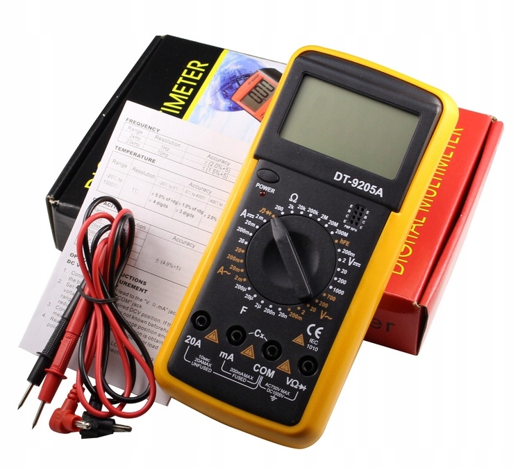 

Miernik Multimetr Elektryczny Cyfrowy DT-9205A
