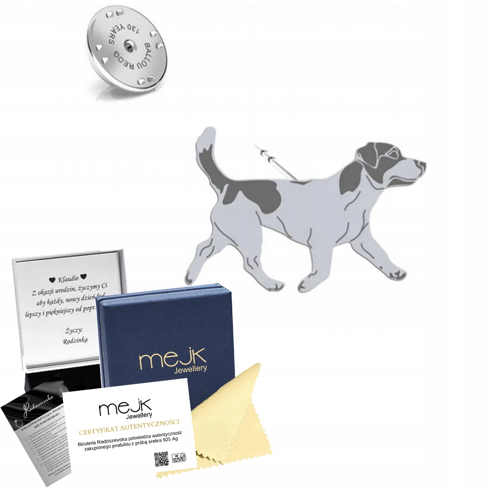 Odznak Stříbrná s psem Jack Russell teriér krátkosrstý 925 Dedikace