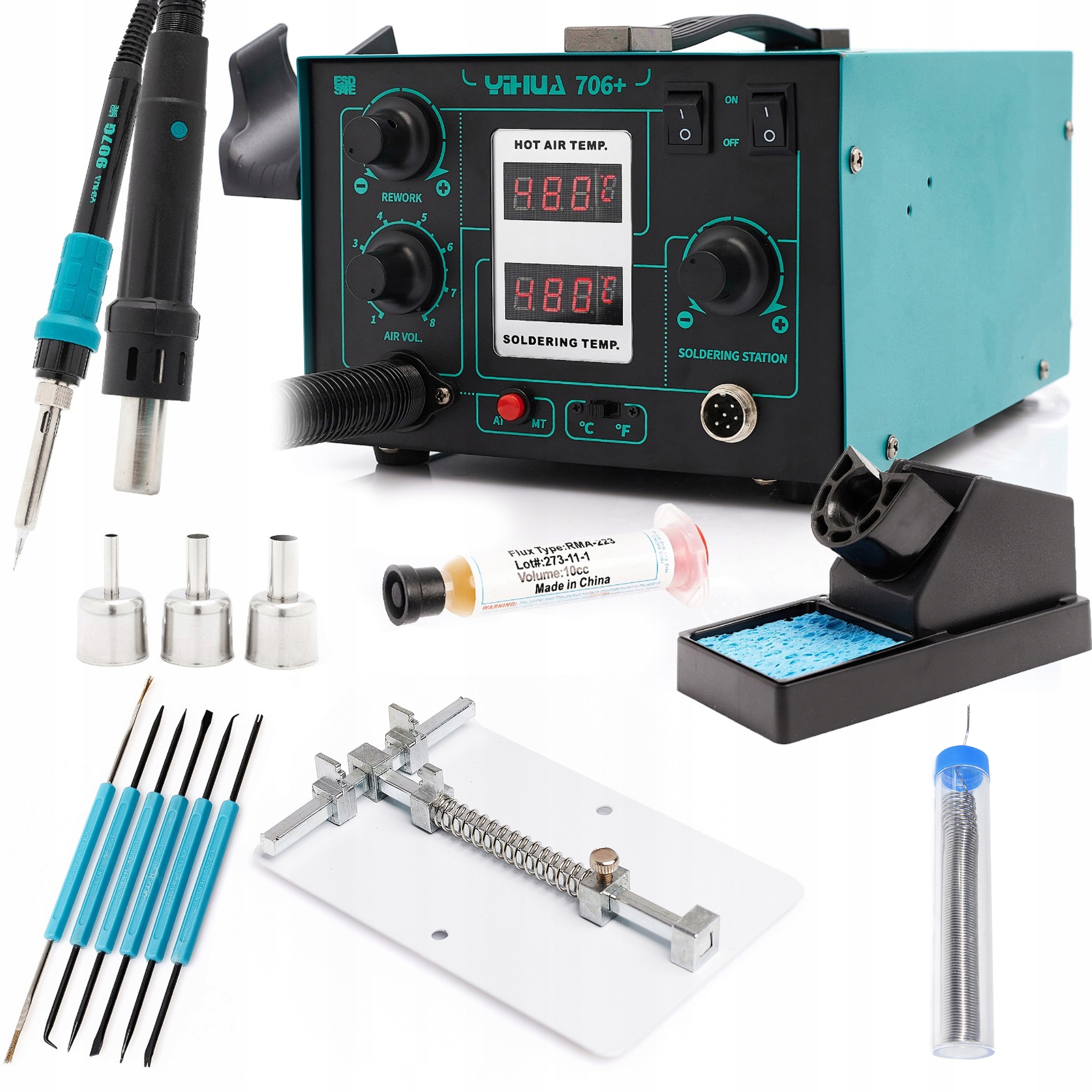 Pájecí Stanice 2V1 Hot Air Páječka Yihua 706+ Pcb Tavidlo Cín Háky