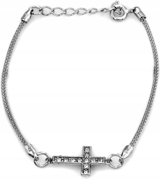 Stříbrný náramek 925 s křížkem zdobený zirkony r20 jako dárek