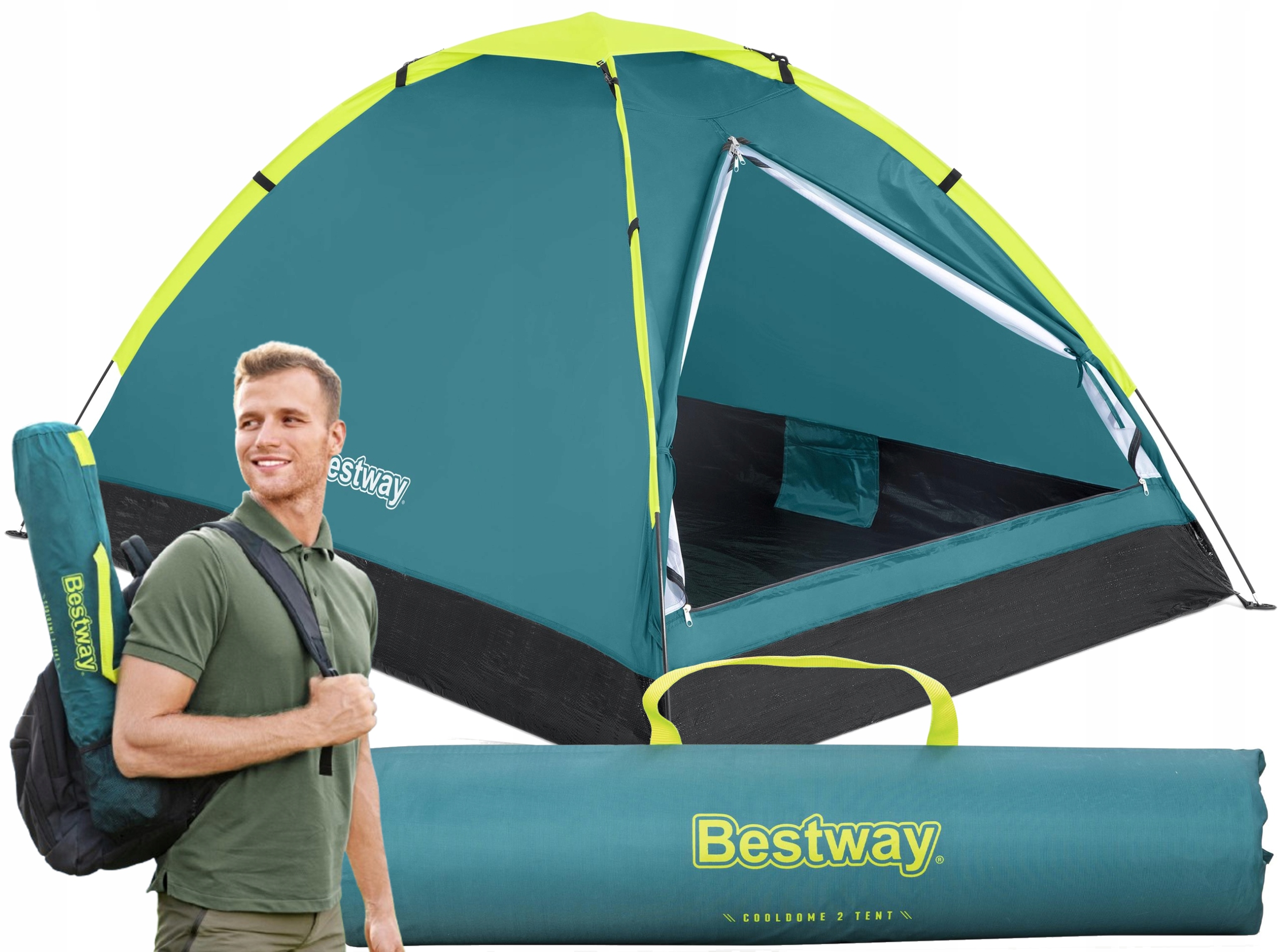 Namiot Dwuosobowy Turystyczny Kempingowy Z Torbą 205x145cm Bestway 68084
