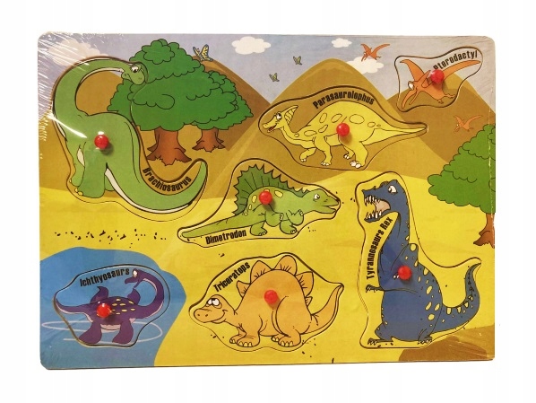 

Drewniana Układanka Dinozaury Edukacyjna Zabawa