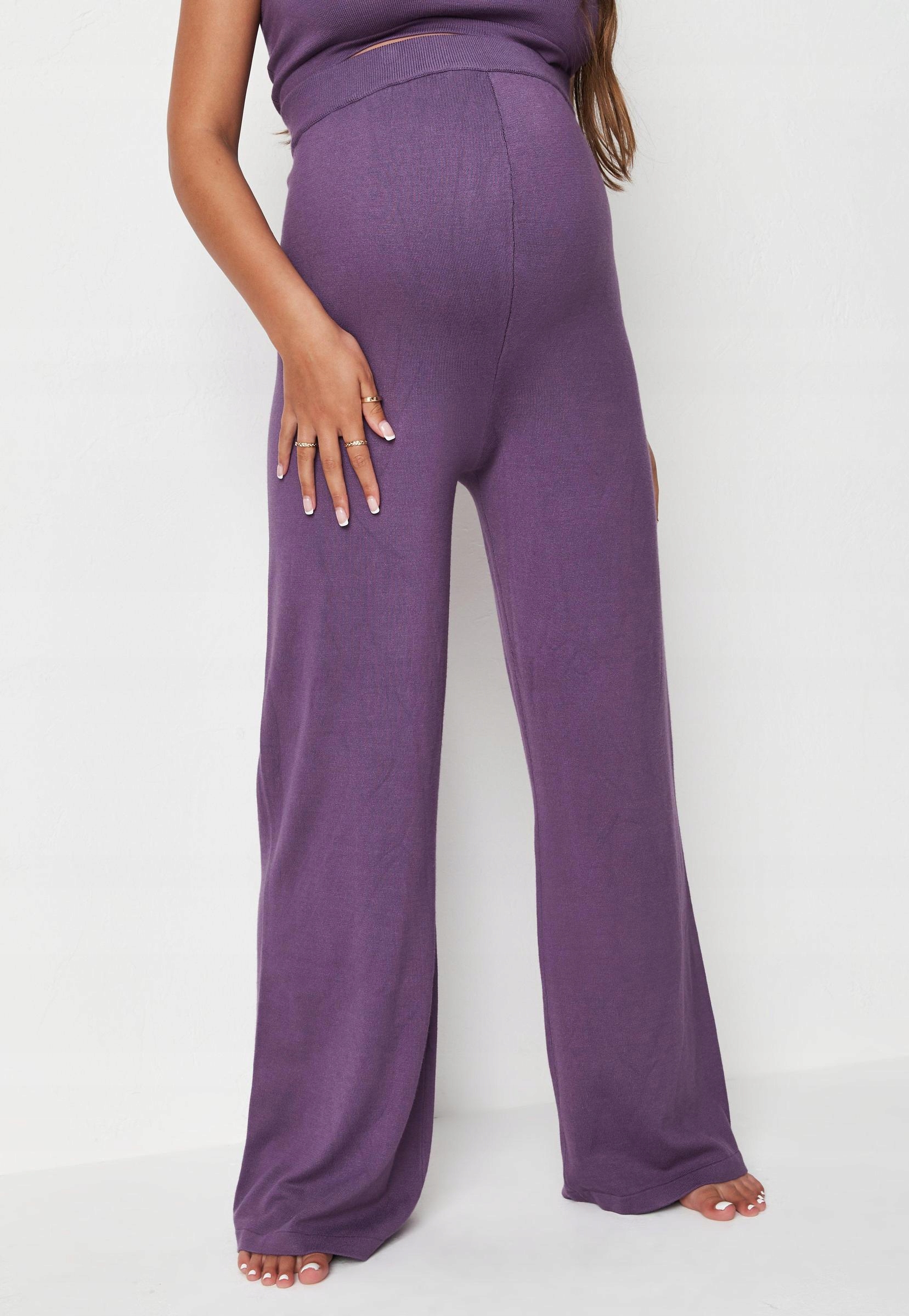 1J 17 MISSGUIDED SPODNIE Z SZEROKIMI NOGAWKAMI 38 Kolor fioletowy