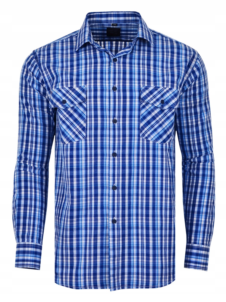 48/49 Košile Kostkovaná Modrá Dlouhá Velká