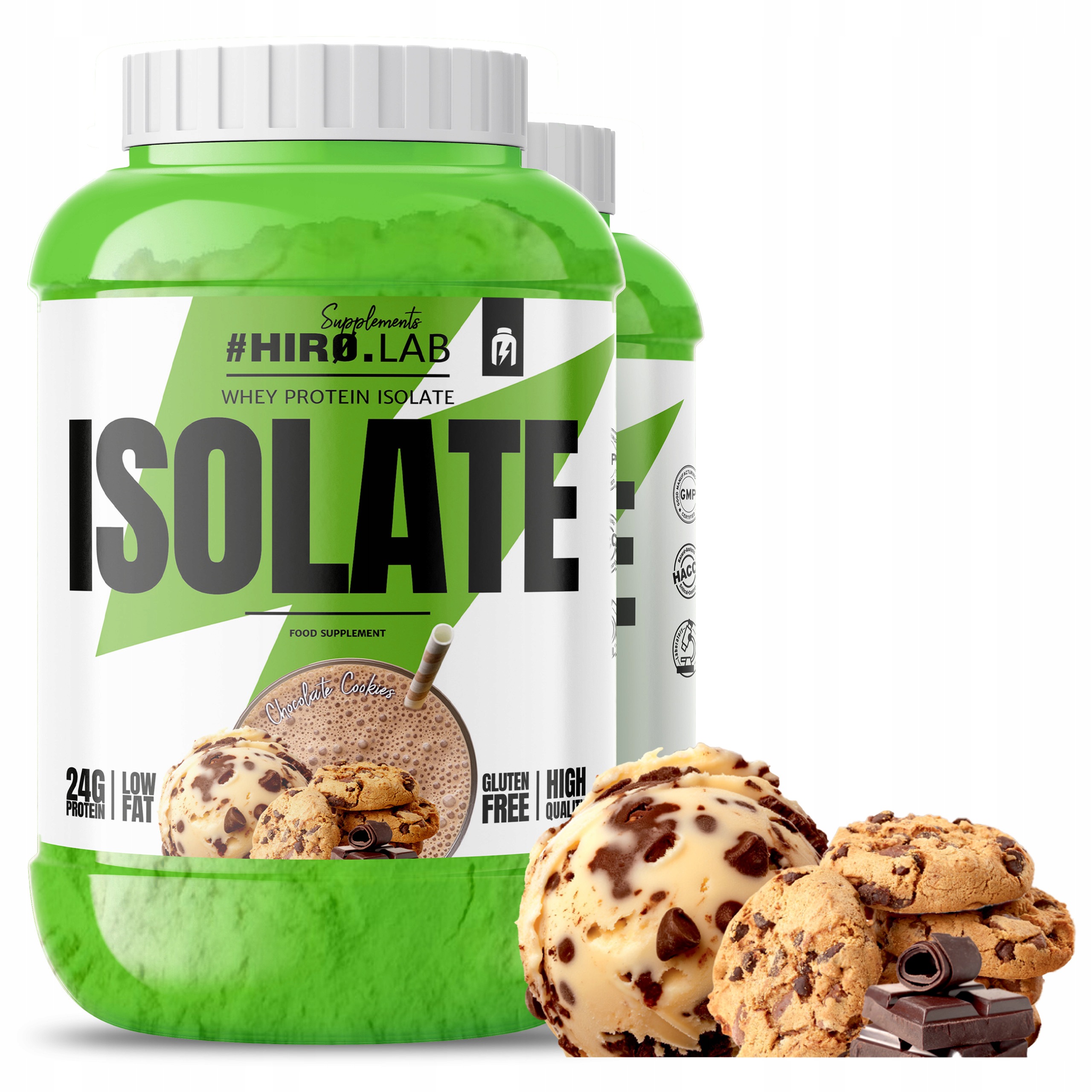 2x Protein Wpi Whey Protein Isolate Doplněk Stravy Izolát 1800 g Čokoláda sušenka H