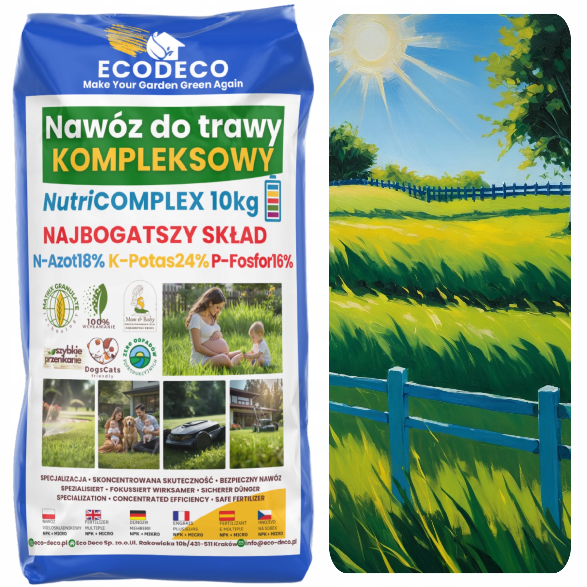 Nawóz do trawy trawnika szybki efekt wzrost do Trawników Complex 10kg Npk