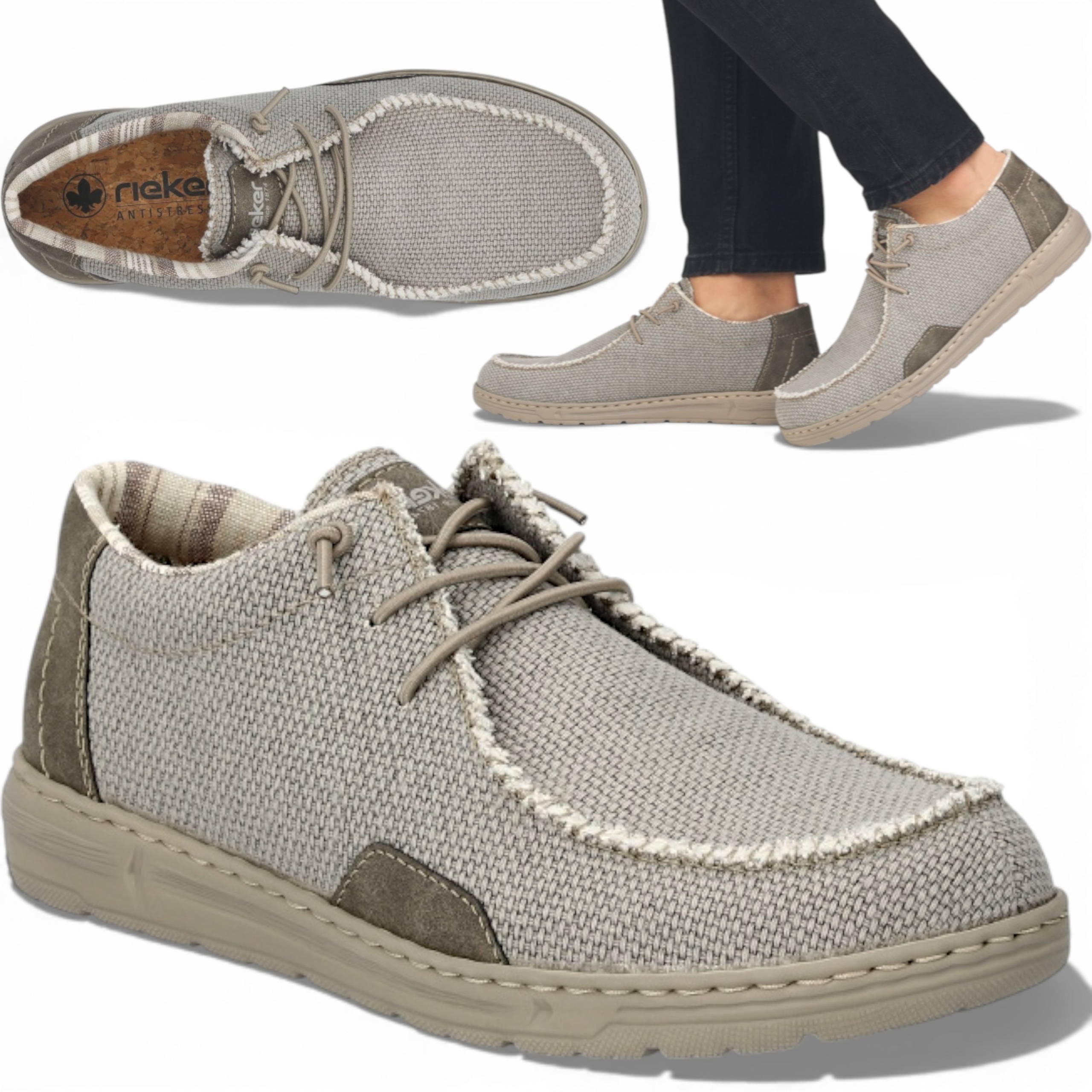 Lehké pánské polobotky 42 Rieker Pohodlné, sportovní, prodyšné, nazouvací, béžové