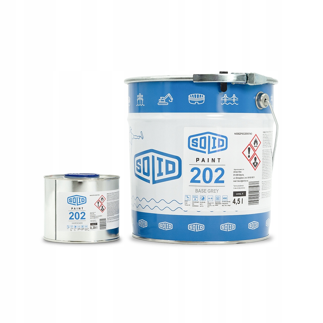 Farba Okrętowa Solid Paint 202 Epoksydowa na metal szara 4,9L