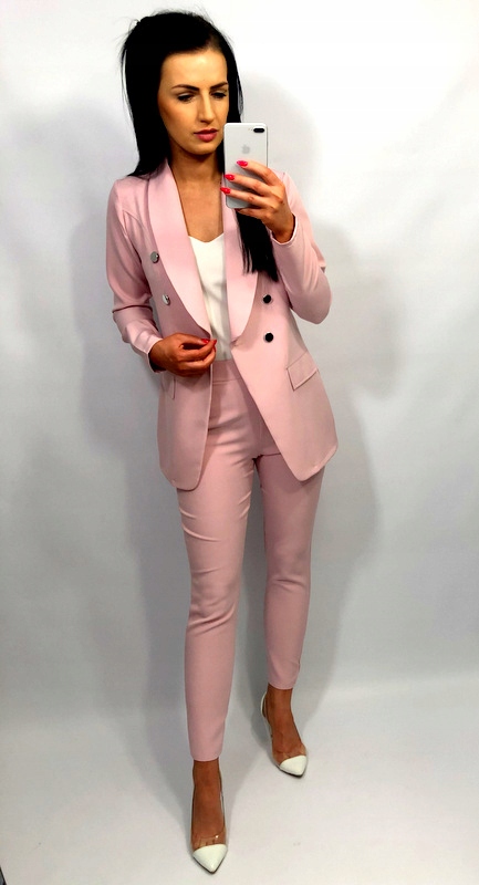 Damski Garnitur Garnitury Damskie Komplet Marynarka Spodnie Liliowy 3XL Kolor fioletowy