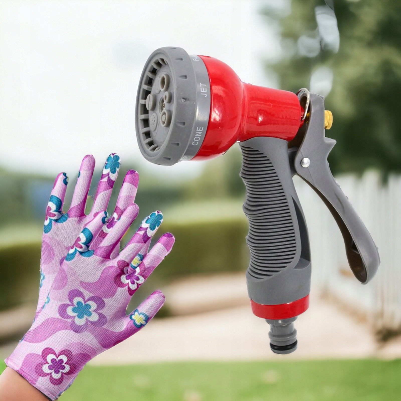 PISTOLET zraszacz ogrodowy oraz RĘKAWICE ogrodowe Consorte r.9 Marka Awtools