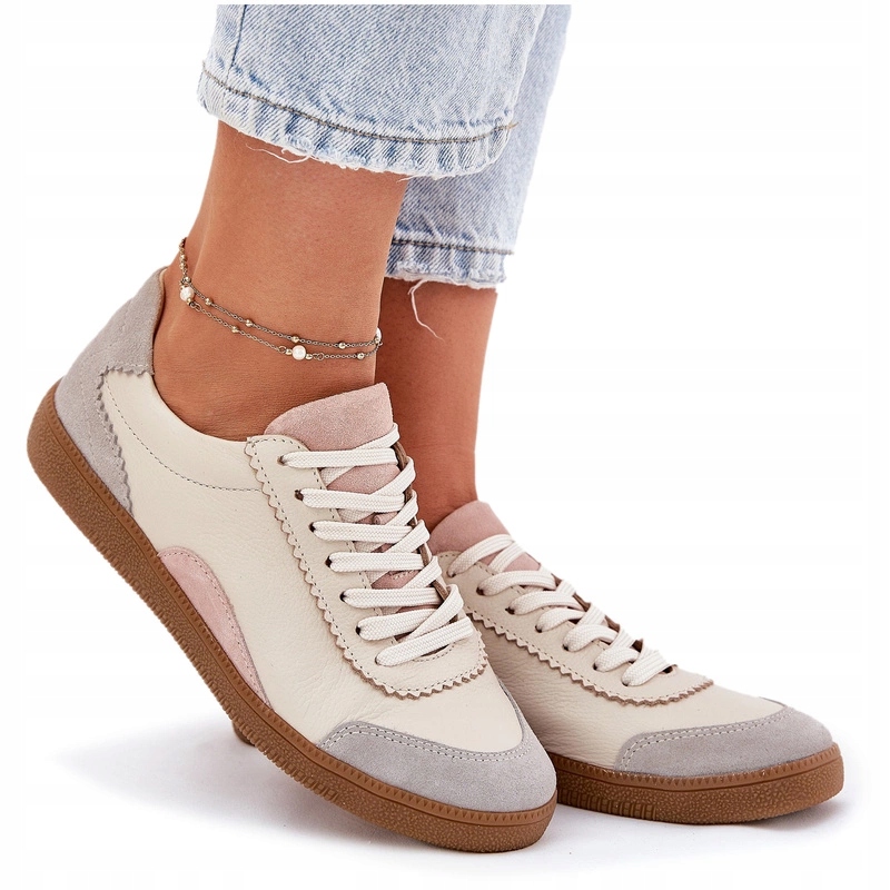 Dámské Kožené Tenisky Nízké Zazoo N1220 Béžové 41