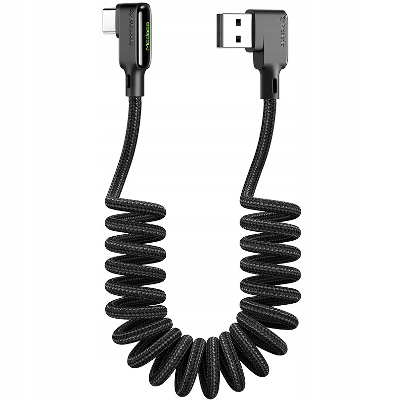 Mcdodo Kabel Usb-c Kątowy Spiralny 1,8m Szybkie Ładowanie Typ C Led