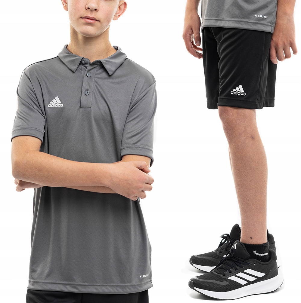 adidas Strój Sportowy Dzieci Koszulka T-Shirt Polo Krótkie Spodenki r. 140