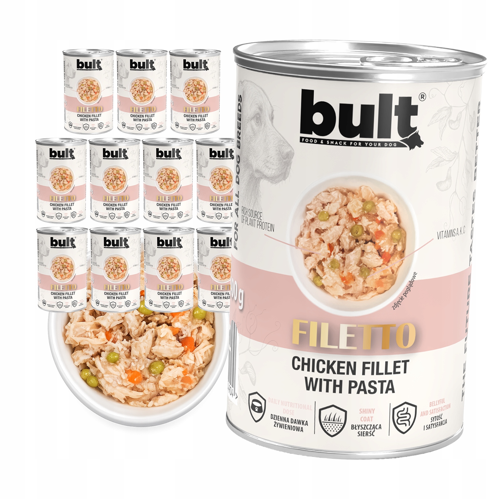 Levně Vlhké Krmivo Pro Psa Bult Plechovka Filé z kuřecího masa s těstovinami 12x400 g
