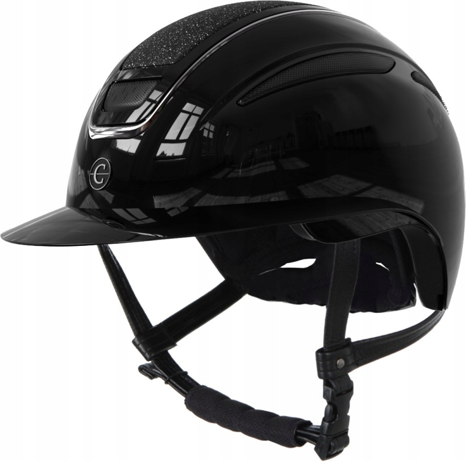 Kask jeździecki Covalliero Elite Polo daszek polo lakierowany czarny 53-55