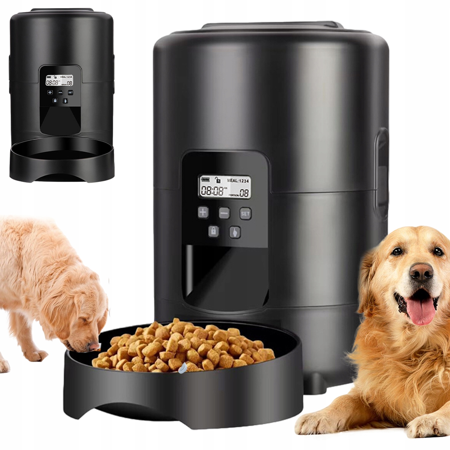Levně Automatický Dávkovač Misky Na Krmivo Pro Psa Kočku Černý 2 L Podavač S Časem