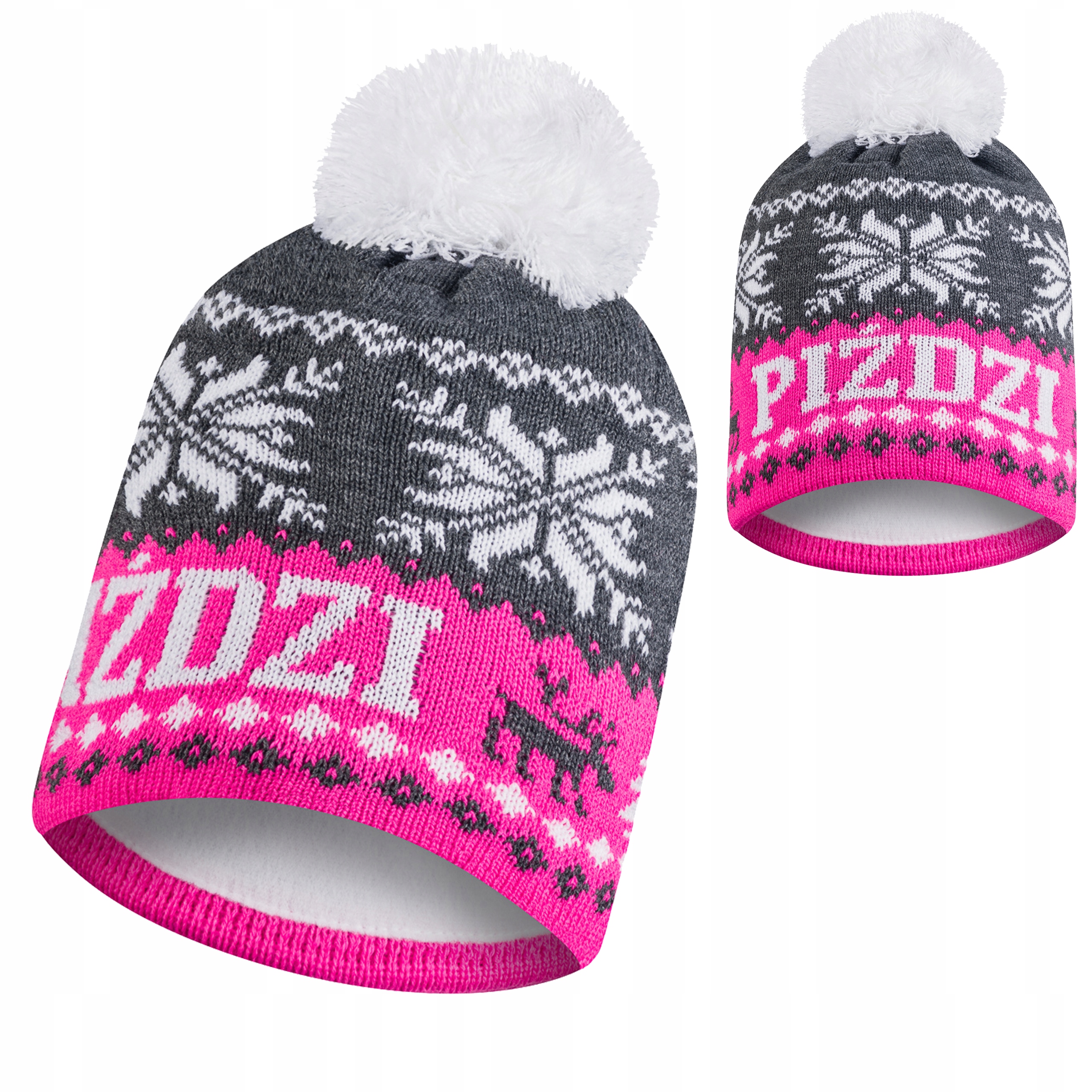 

Czapka zimowa Piździ z pomponem polar termoaktywny