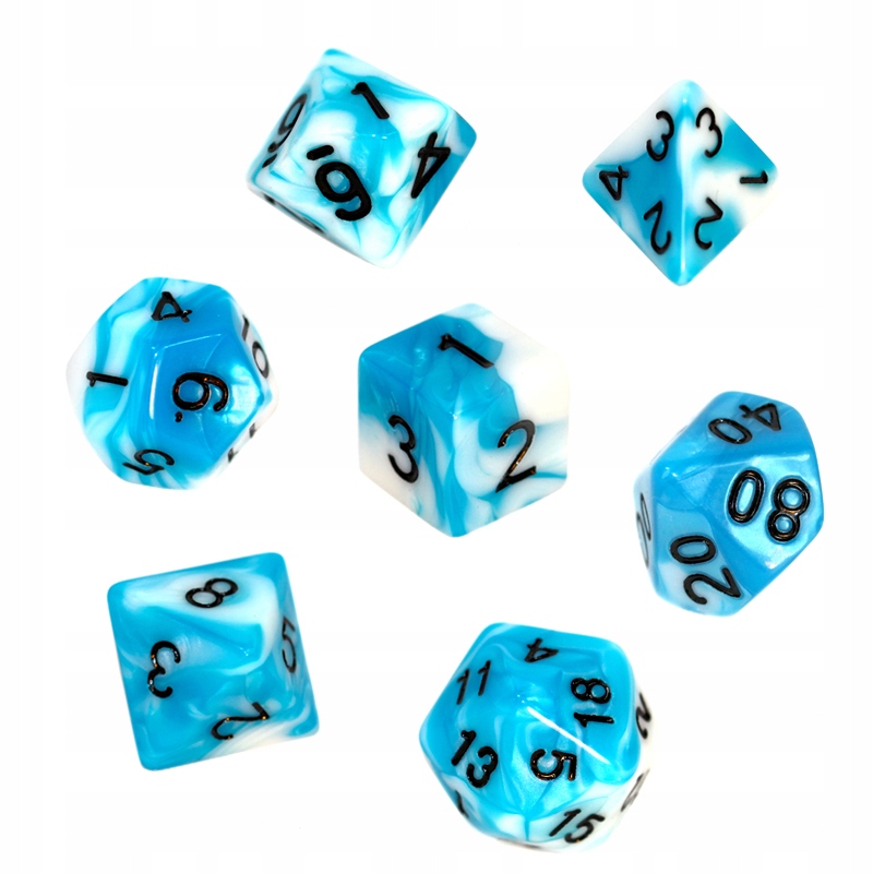 Komplet kości Rebel Rpg Dwukolorowe Błękitno-białe
