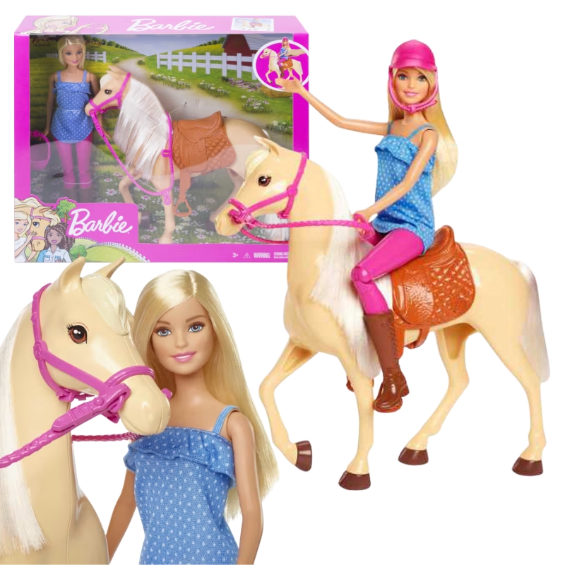 Barbie Z Koniem Lalka W Stroju Jeździeckim Modowa Koń Akcesoria Zestaw