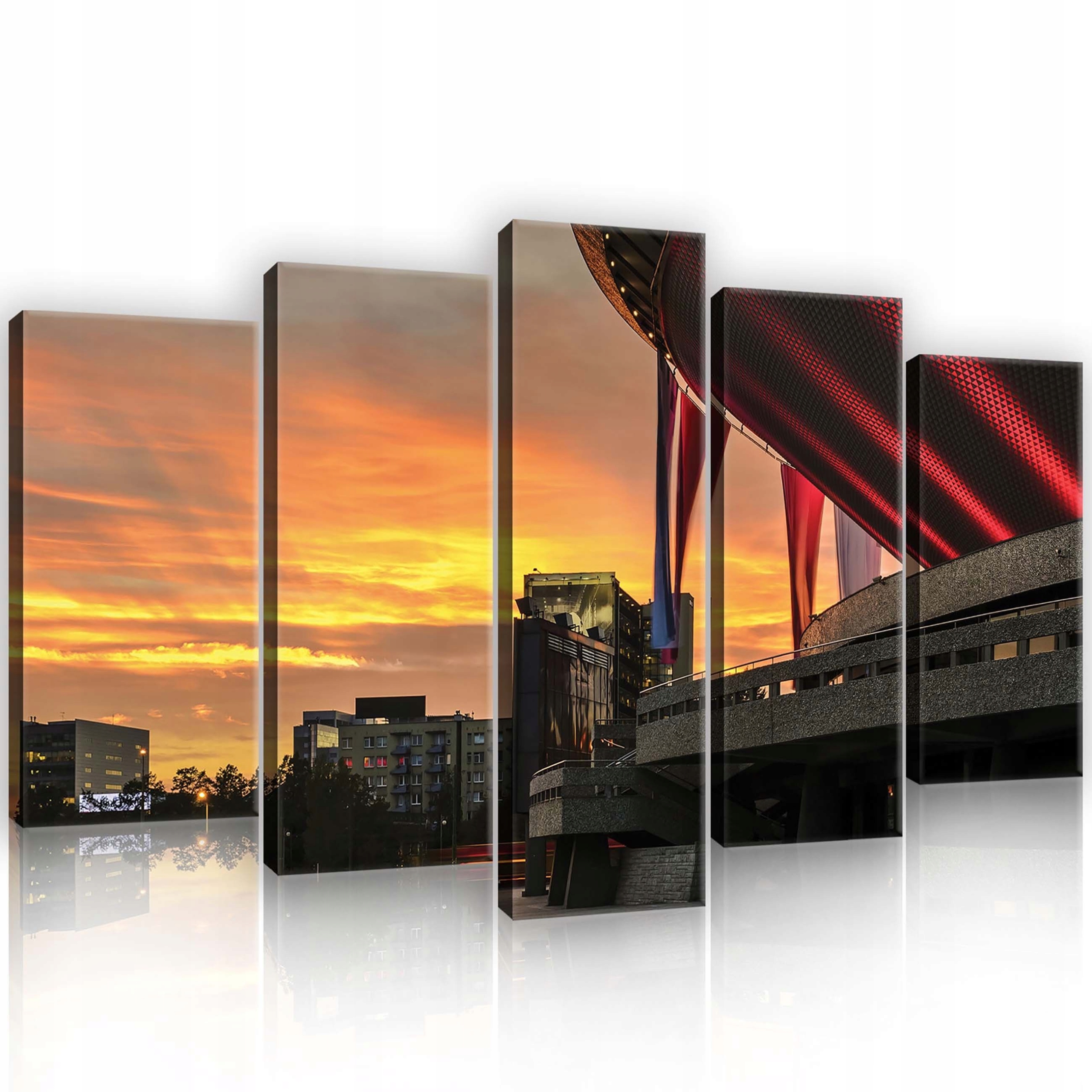 Obraz 100x60 Městský západ slunce polyptych architektura panorama energie