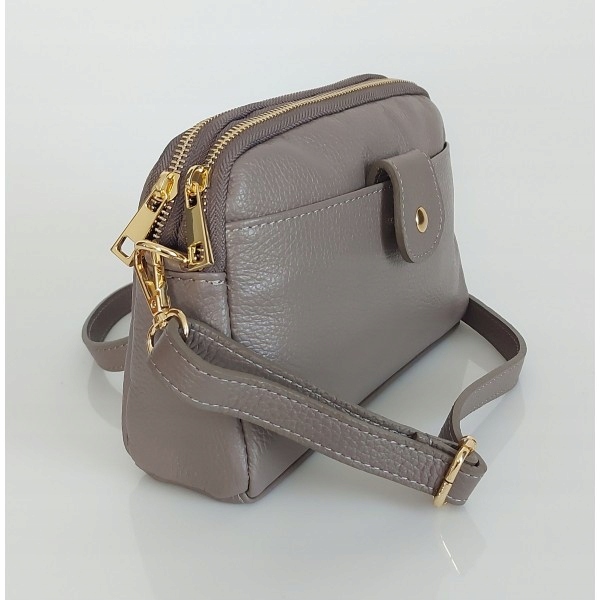 Krásná Kožená Kabelka Přes Rameno_ideální Pro Zimní Stylizace_šedá