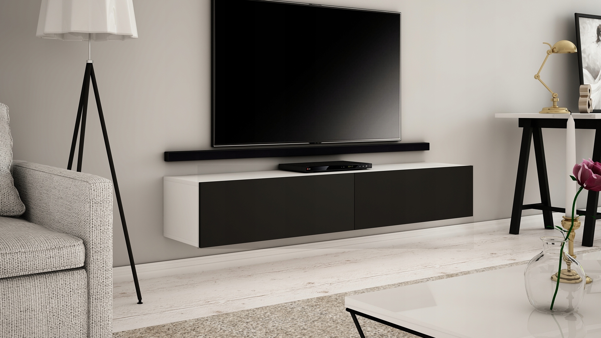 WISZĄCA SZAFKA RTV 180 CM MAT, RÓŻNE KOLORY! Montaż meble do samodzielnego montażu