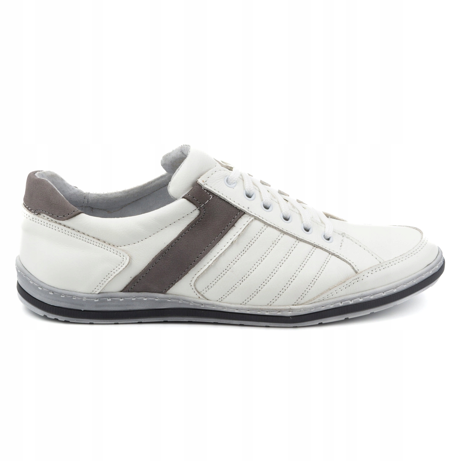 Pánské šněrovací boty z přírodní kůže Polské 236K bílé 43