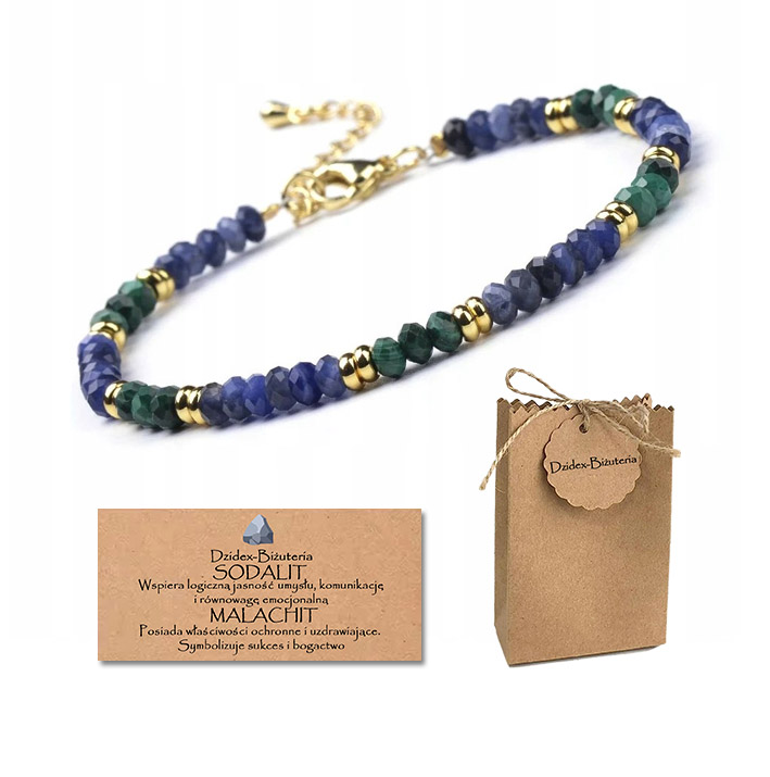 Браслет Камень Малахит содалит 3x4 мм