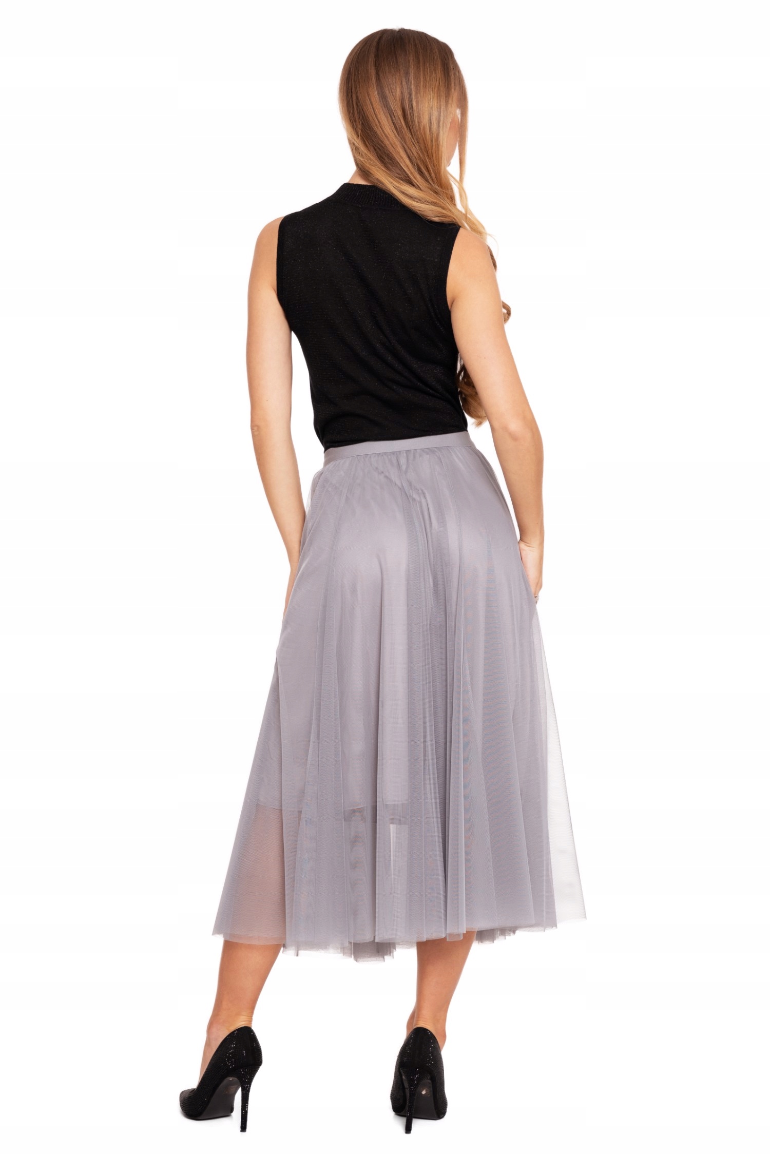 SPÓDNICA TIULOWA DAMSKA BEZ WZORU ELEGANCKA NA GUMCE ZWIEWNA MORAJ L/XL Zapięcie brak