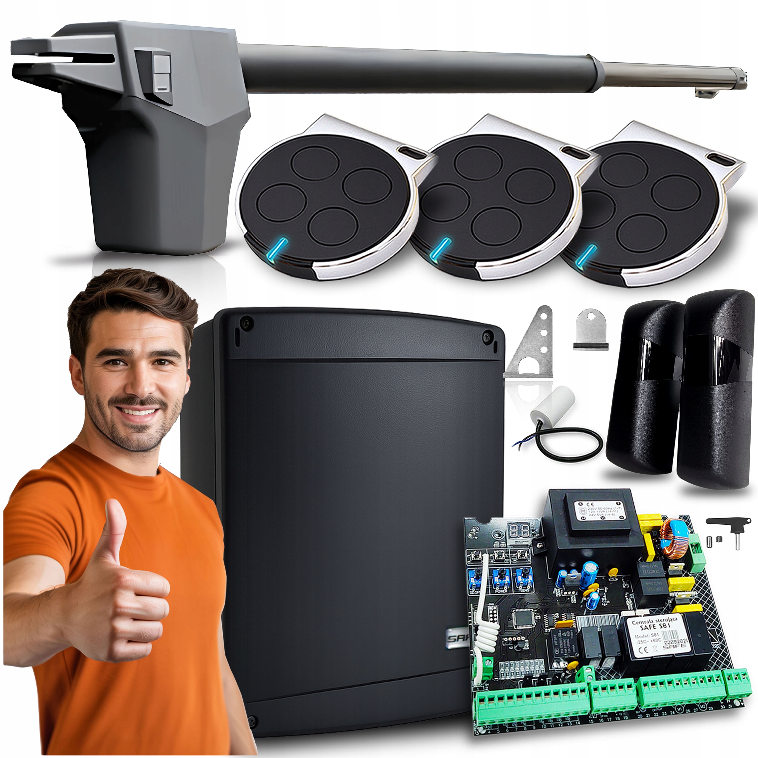 Pohon Pro Jednokřídlou bránU 4,3 m Set 3 x Pilot Fotobuňky Automat