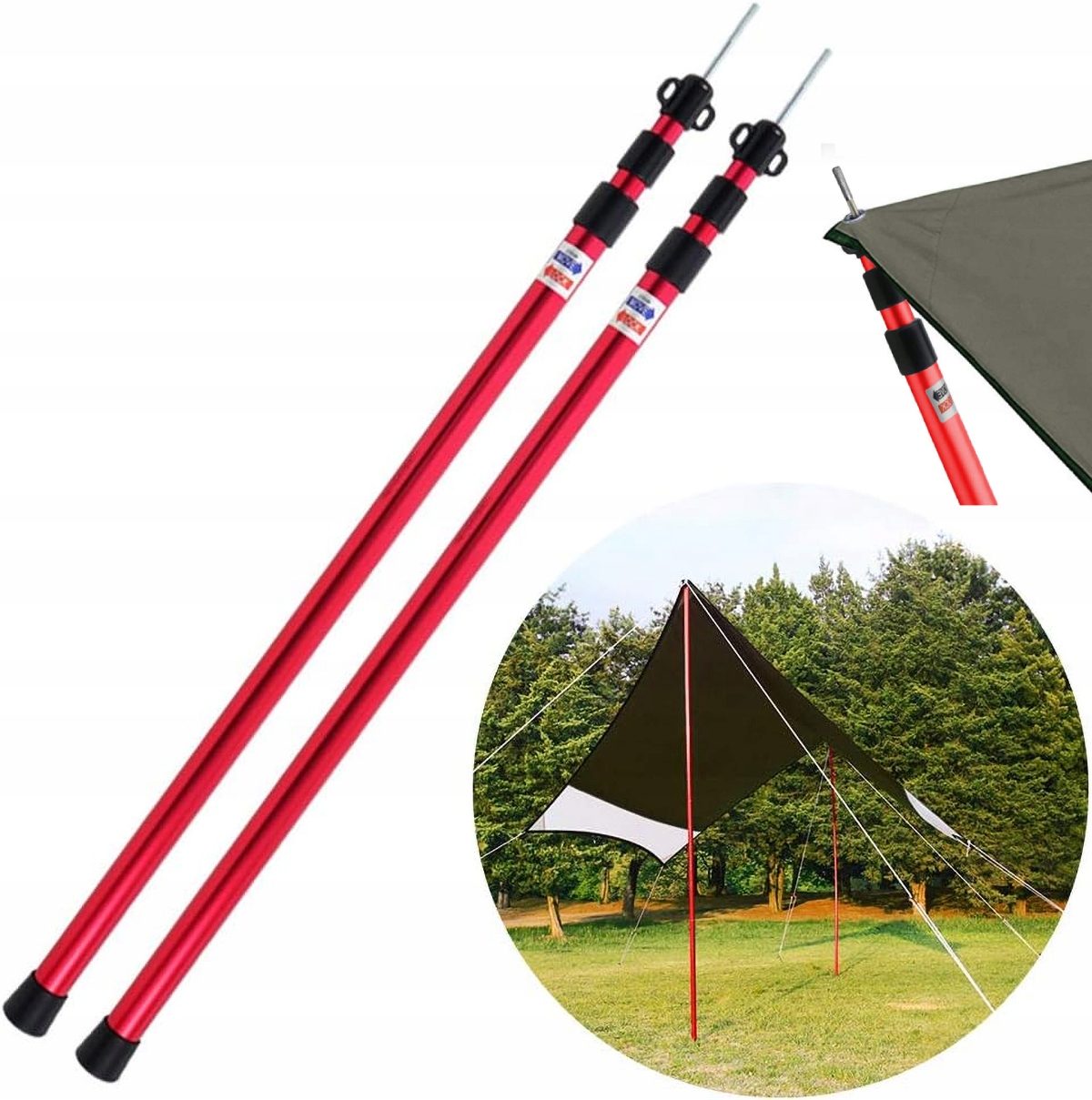 2 X Nastavitelné Stanové Tyče Ze Slitiny Hliníku 90-230 CM