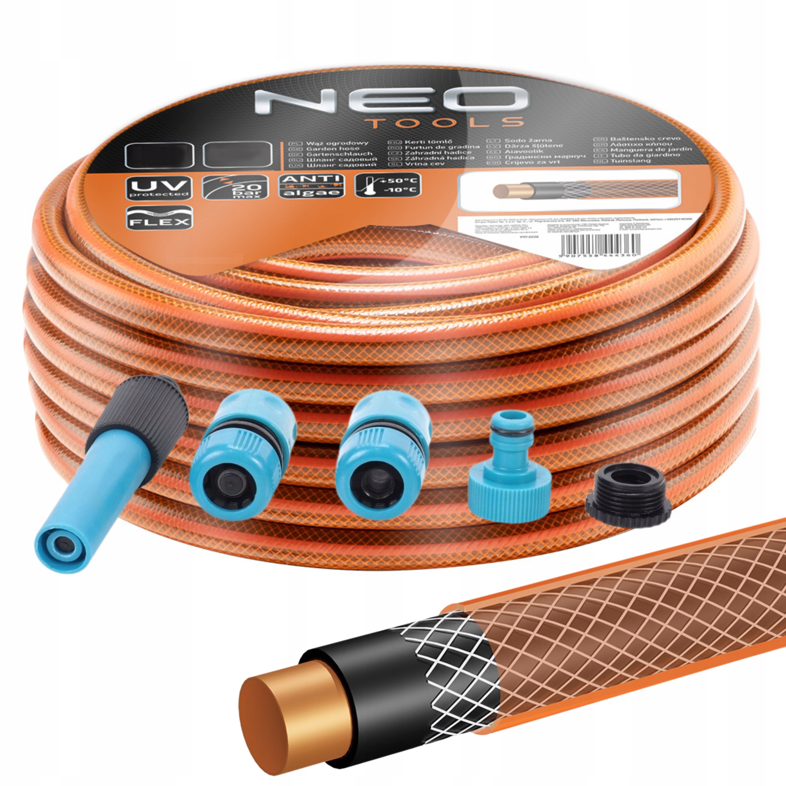 

Neo Wąż Ogrodowy 3/4'' 30m Złączki Zraszacz 20BAR