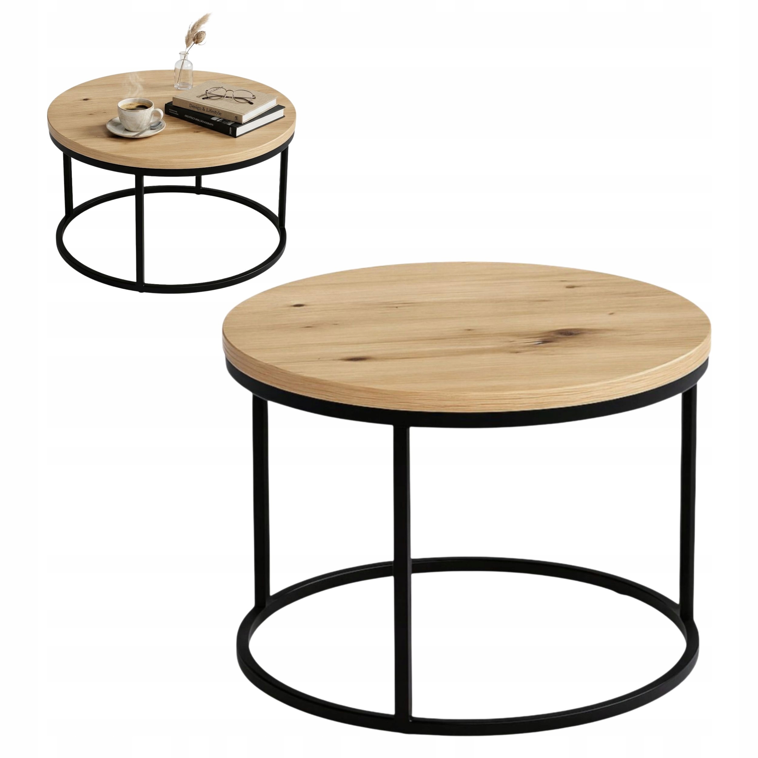 Konferenční stolek Kulatý Ori 60 cm Dub Artisan do obývacího pokoje Ložnice Moderní