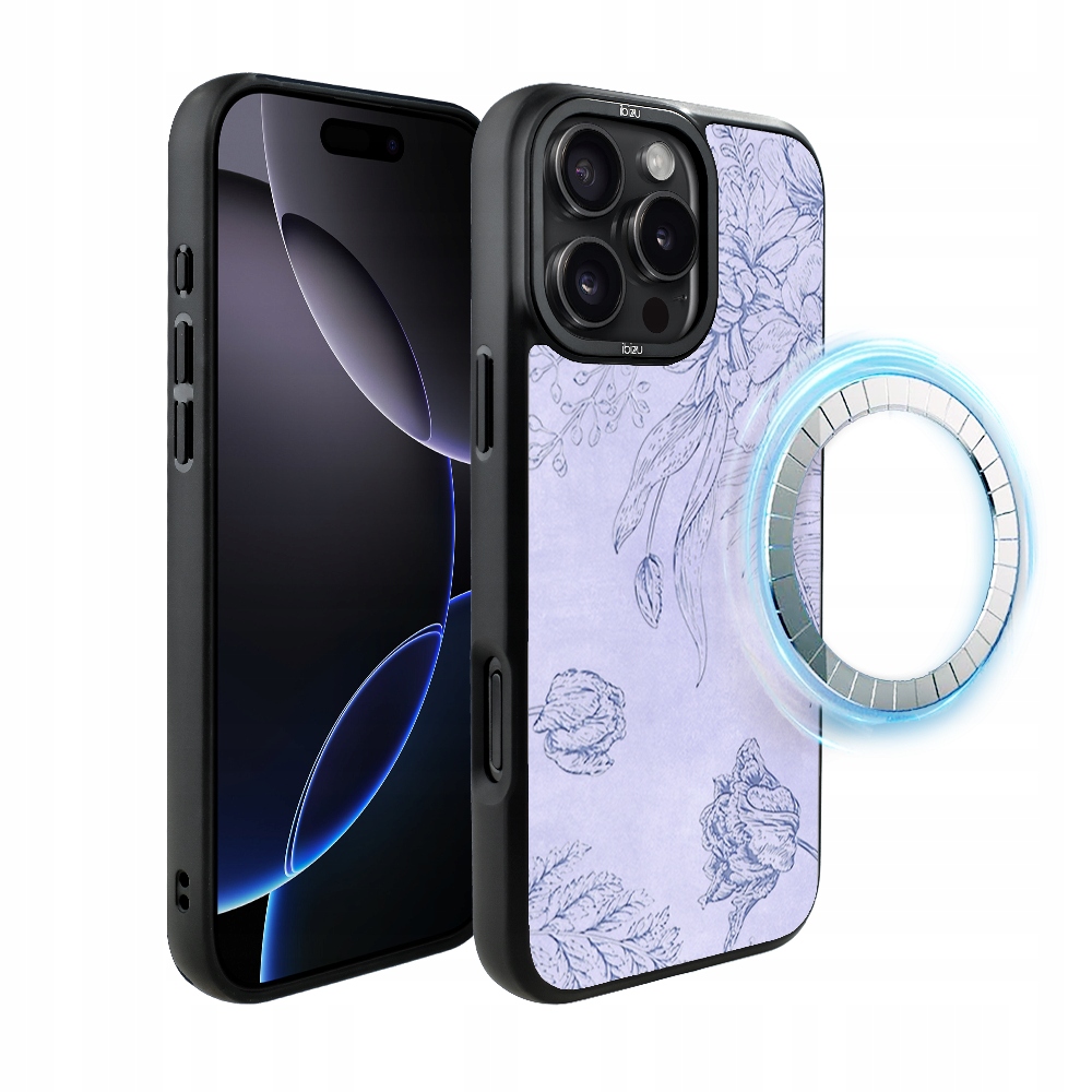 Pouzdro pro iPhone 16 Pro Ibizu DropGuard Matt s MagSafe, Květinový reliéf
