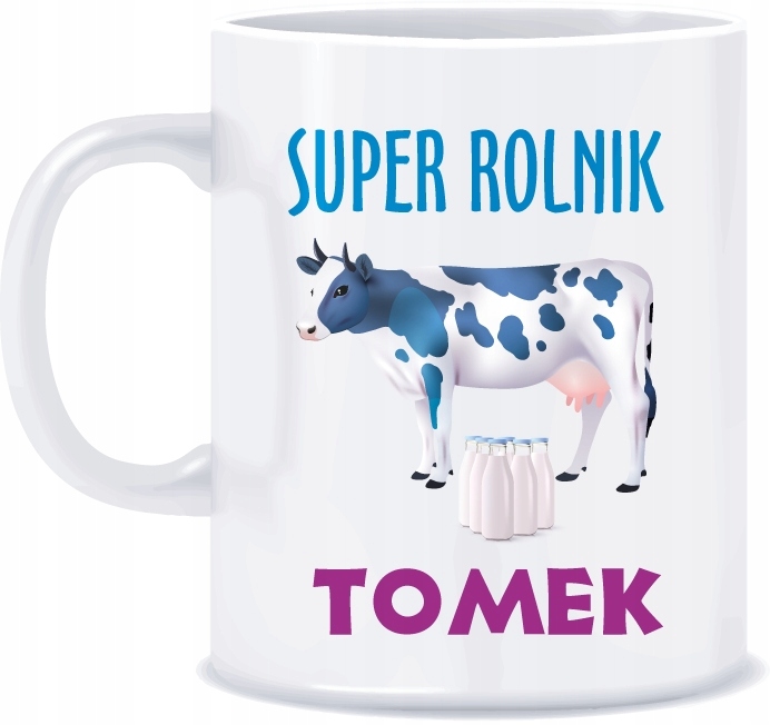 

Kubek Super Rolnik z motywem Krowy + Imię Rolnika