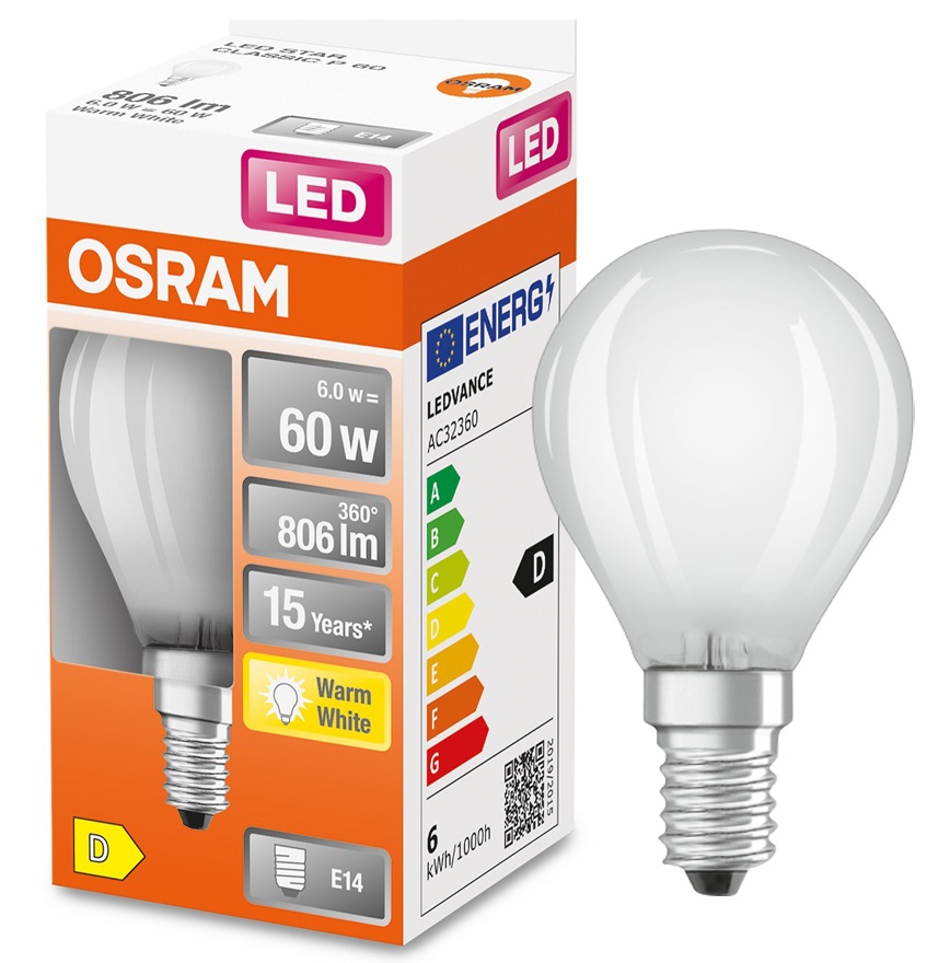 

Osram Led kulka Rf Clp 6W 60W 2700K E14 mat
