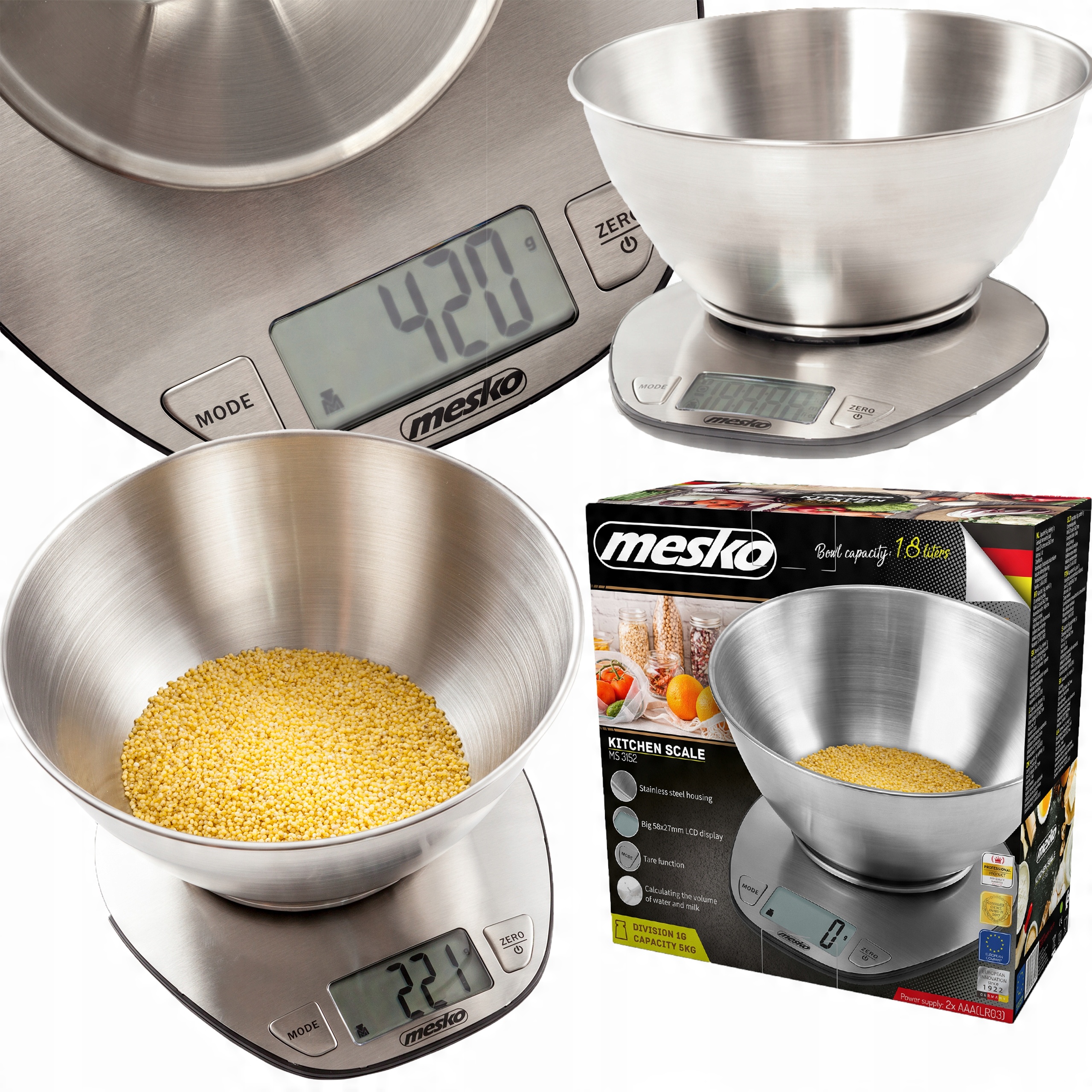 

Elektroniczna Waga Kuchenna Do 5KG Z Miską Inox