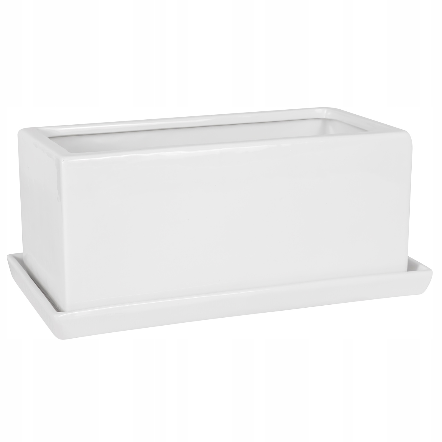 Doniczka ceramiczna biała połysk osłonka podstawka 30cm zioła kaktusy