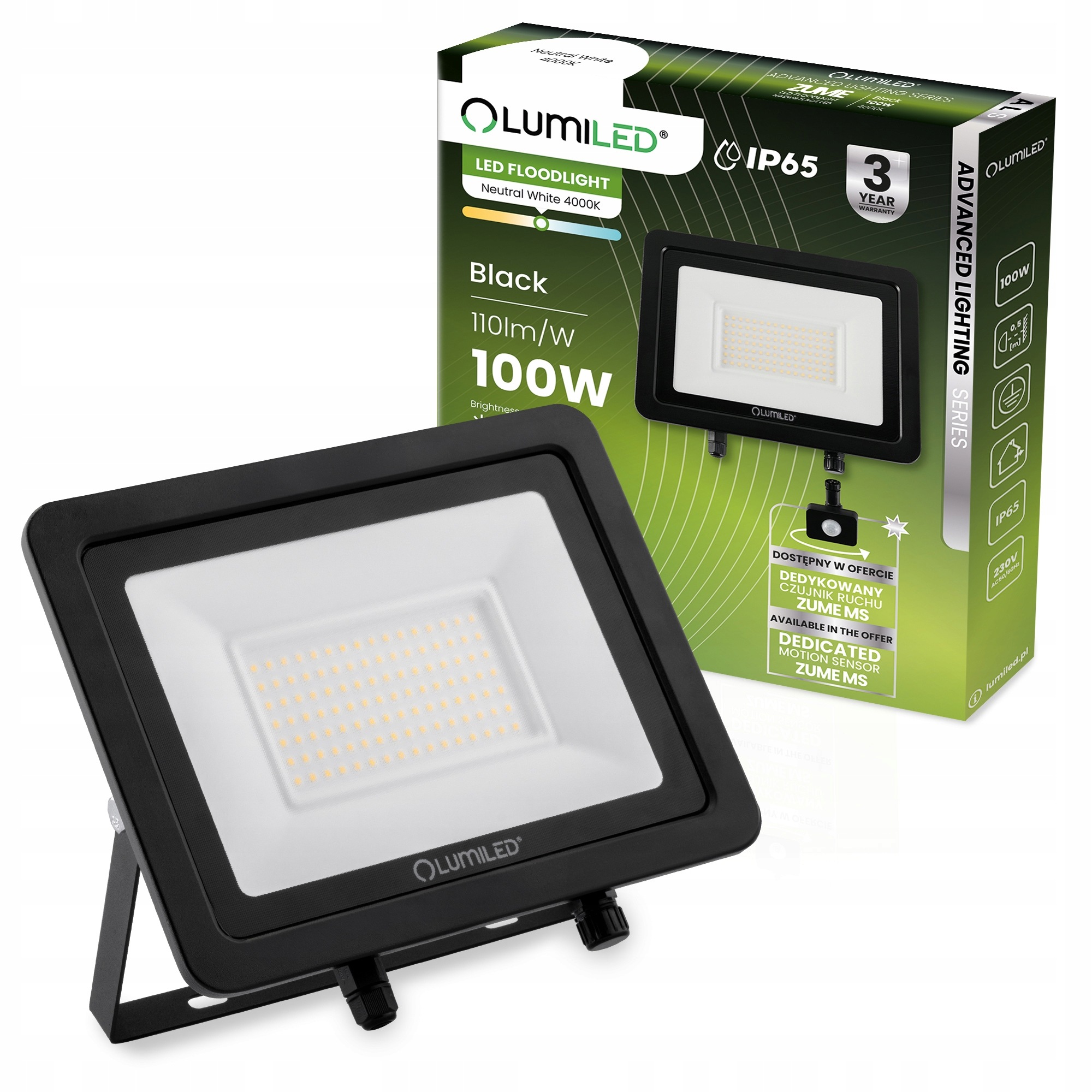 Led reflektor Zume 100W 11000lm 4000K IP65 Halogen Led Reflektor Lampa