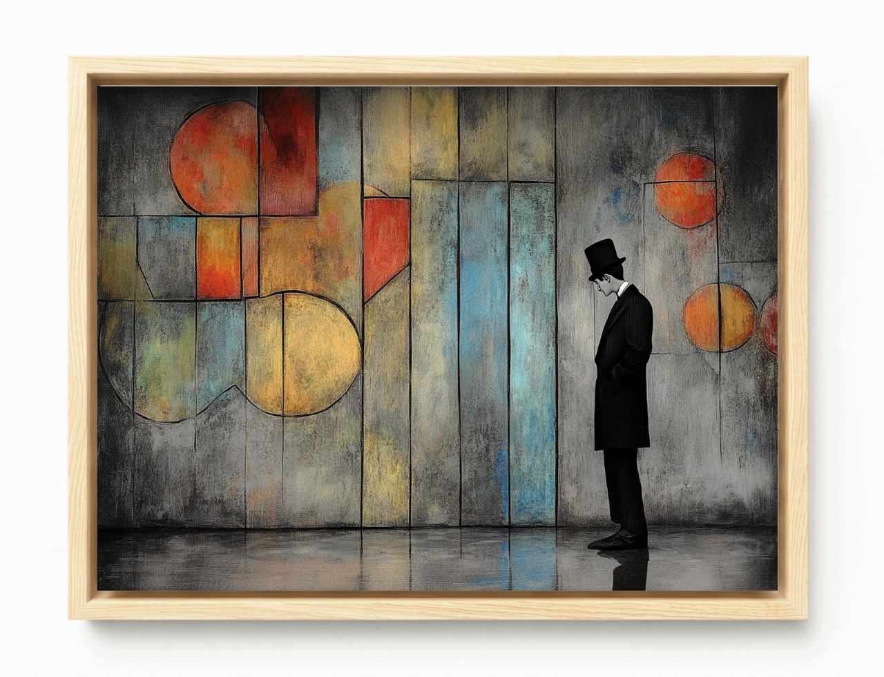 Obraz Rám Americký Box Abstrakce Geometrie Muž Válec Myšlenka 100x75